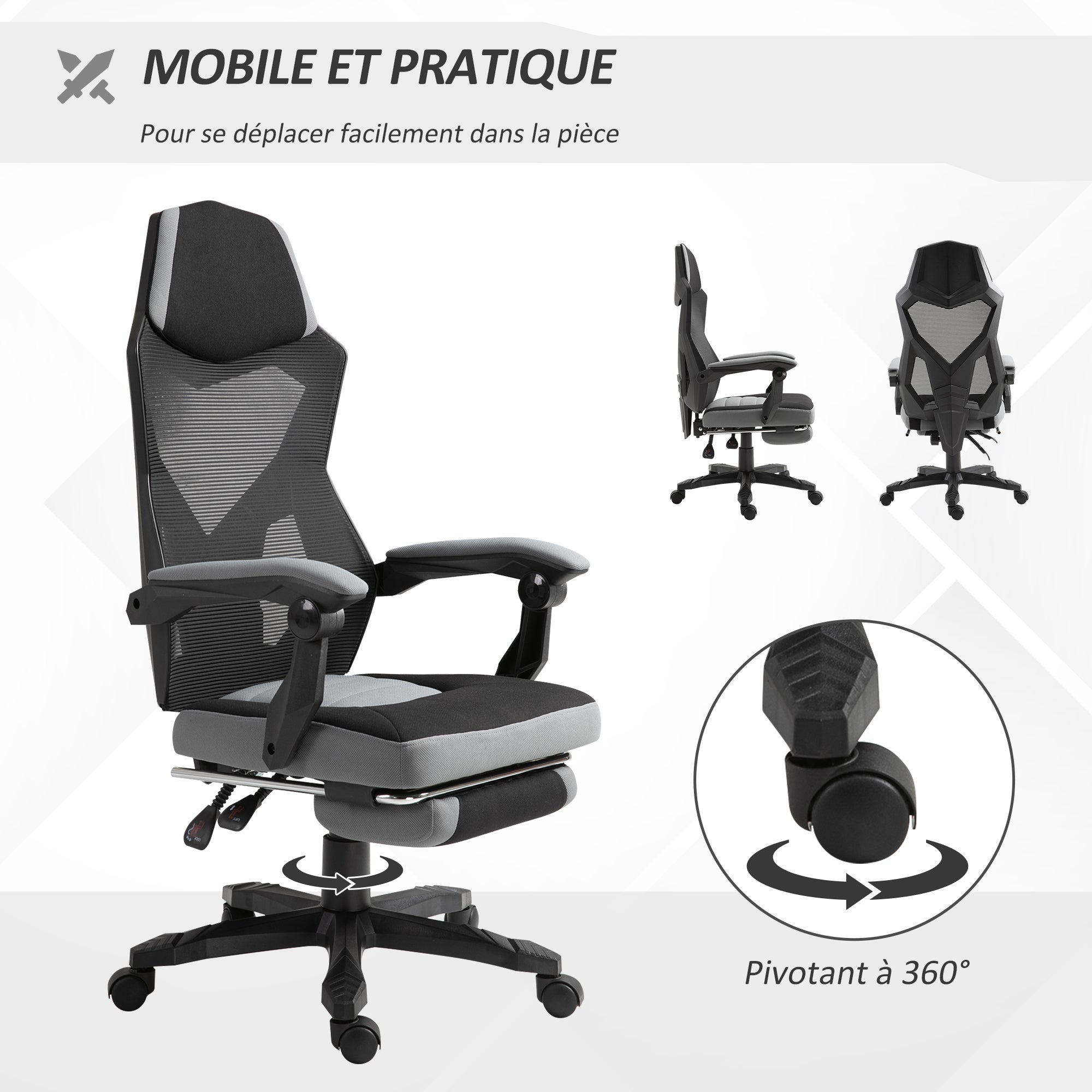 fauteuil de bureau Tissus Vinsetto - 6