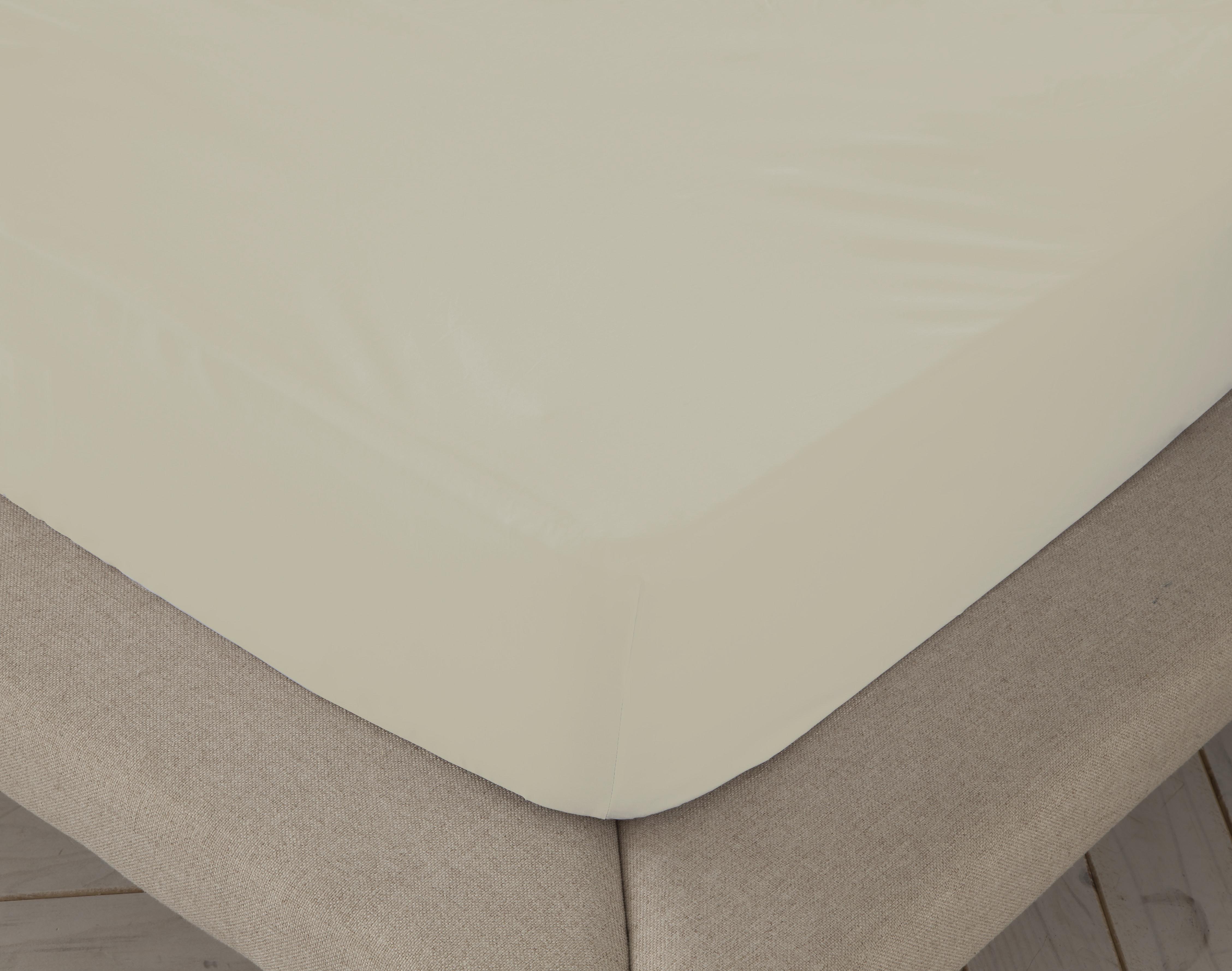 Sábana bajera ajustable lisa natrual cama 180 cm - 180x190/200 cm, 100% algodón.