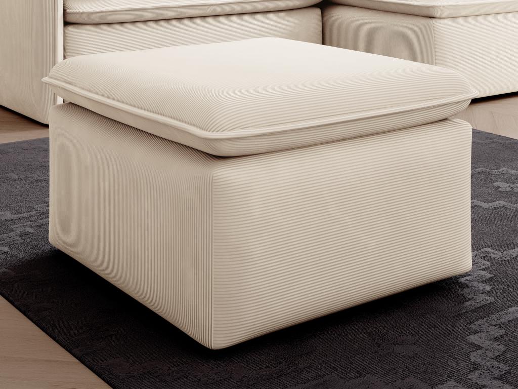 Pouf in Velluto a coste sottili Beige - TEODORA | Leroy Merlin