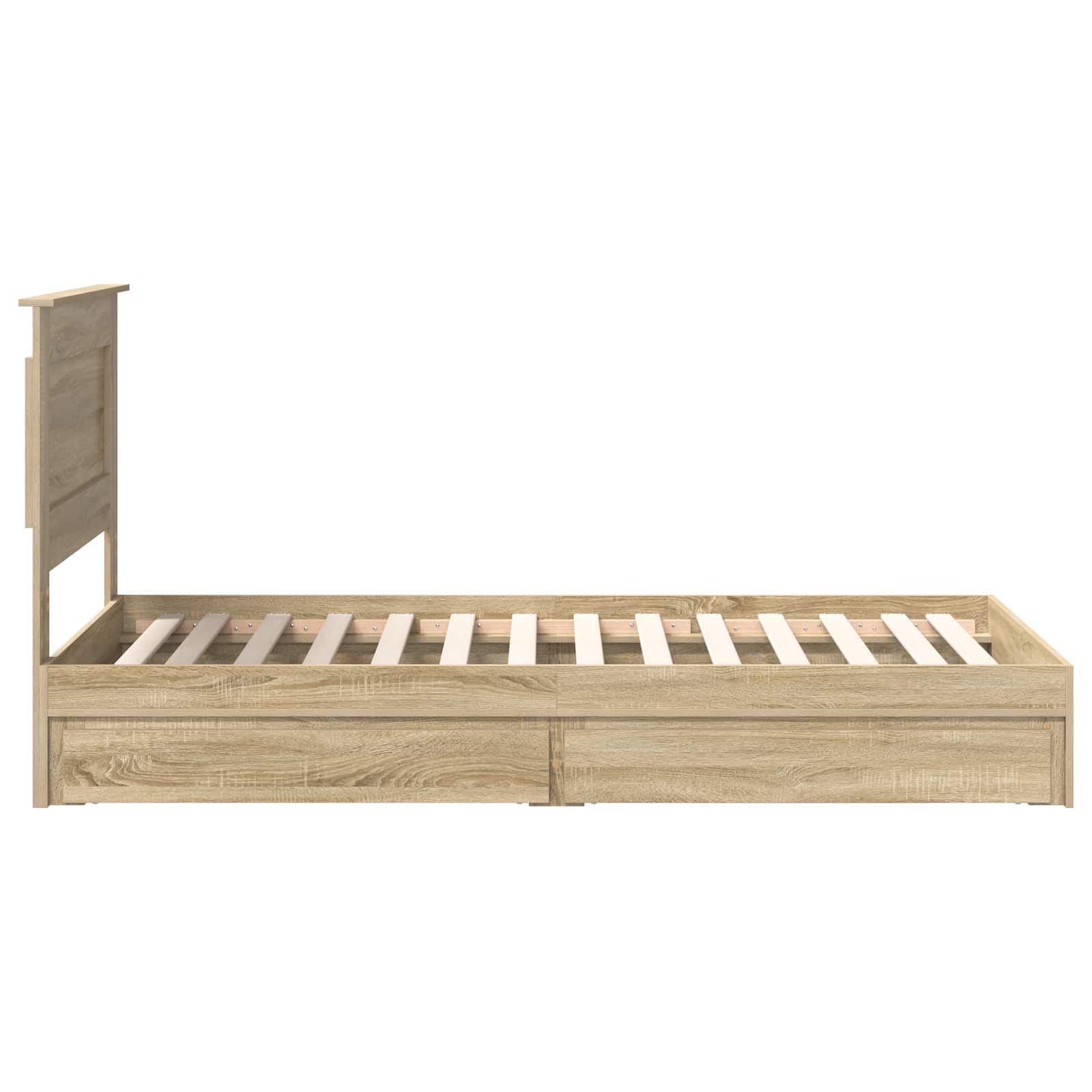 Lit avec rangement, panneau de bois, chêne, pour la chambre, 75 × 190 cm - 9