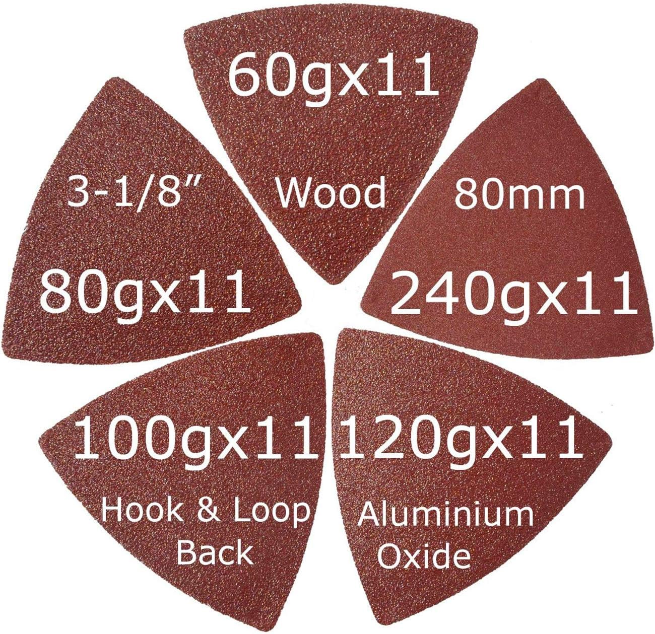 26 Feuilles Abrasives Triangulaires - Grain 40/80/120 Pour Ponçage
