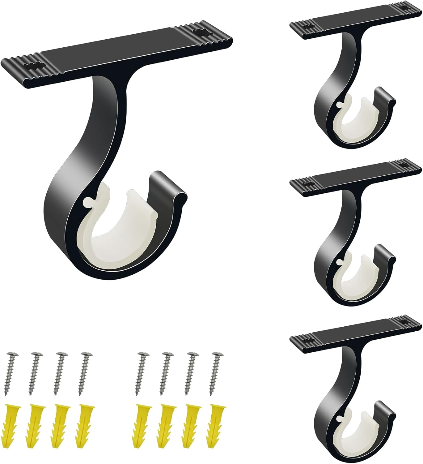 INCREWAY 2 Staffe Portatenda Regolabili In Lega Di Alluminio Bianco - Supporti Robusti Per Aste Doppie E Singole, Per Tende Pesanti, Con Viti Di Ancoraggio Incluse