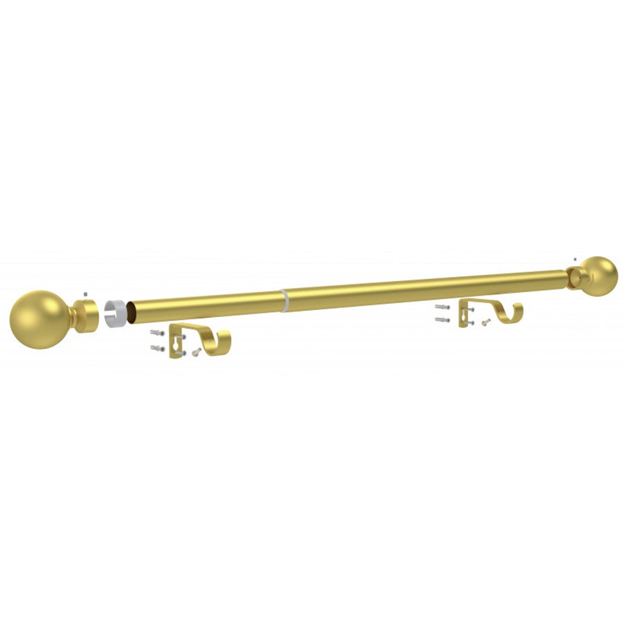 Tringle à Rideaux Extensible Laiton 120-210 Cm - Diamètre 25/28 Mm, Supports Et Fixation Vis Inclus