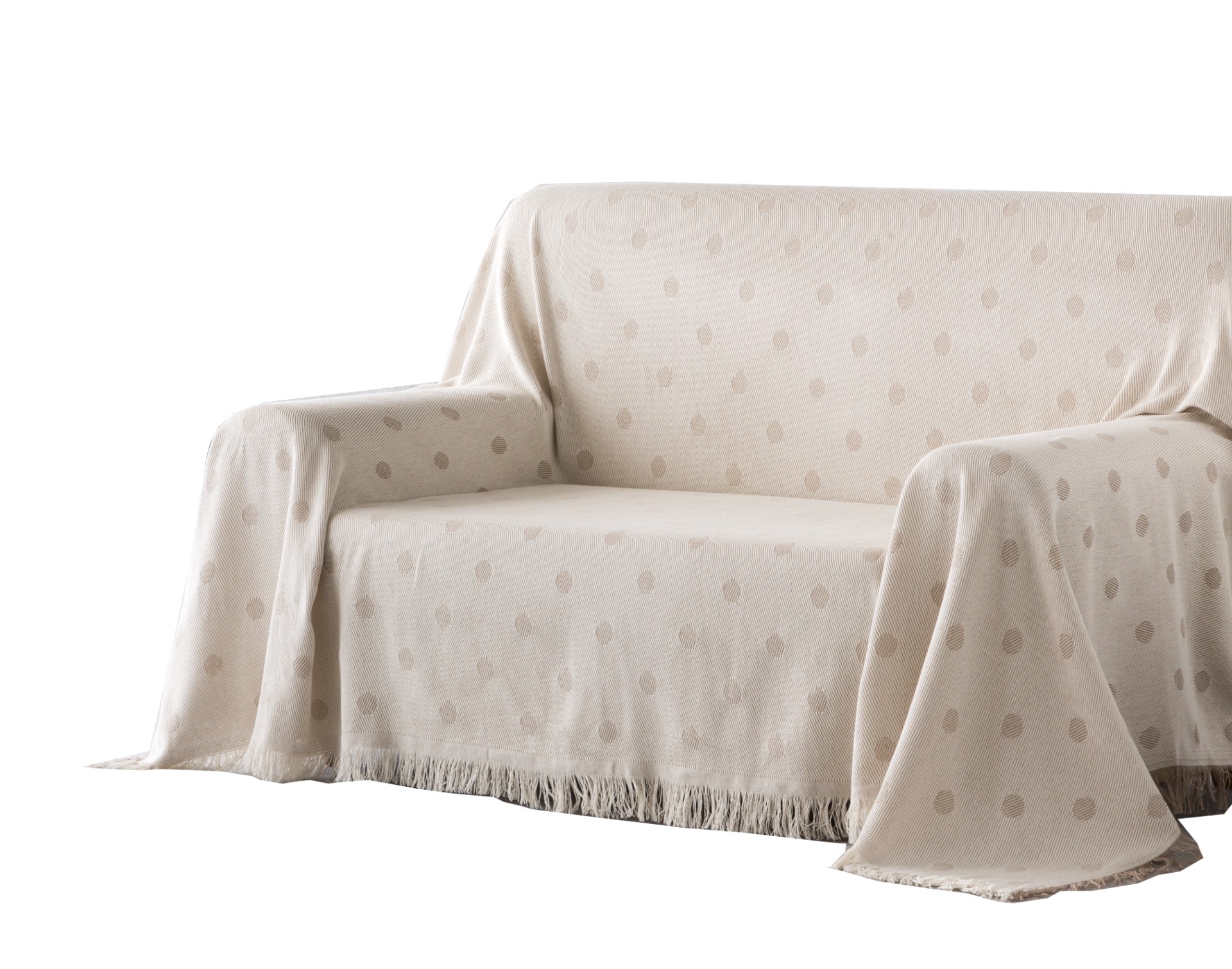 Estoralis | plaid multiusos tejido jacqard | con fleco ( 180x260 cm. anchoxalto ) modelo lunares color beige