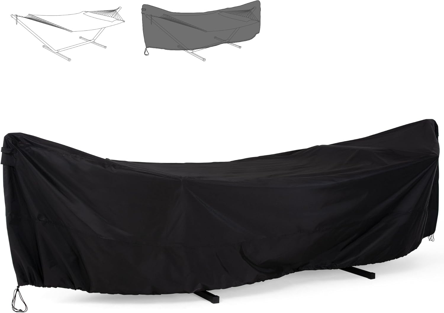 Pokrowiec ochronny na huśtawkę ogrodową - 285x17x80cm - 420D Oxford - na huśtawkę, huśtawkę ogrodową, leżak plażowy - czarny