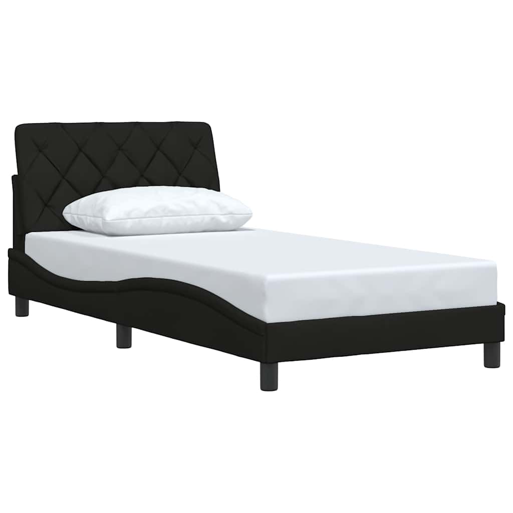 Cadre de lit sans matelas noir, tissu, pour la chambre, 100 × 200 cm - 3