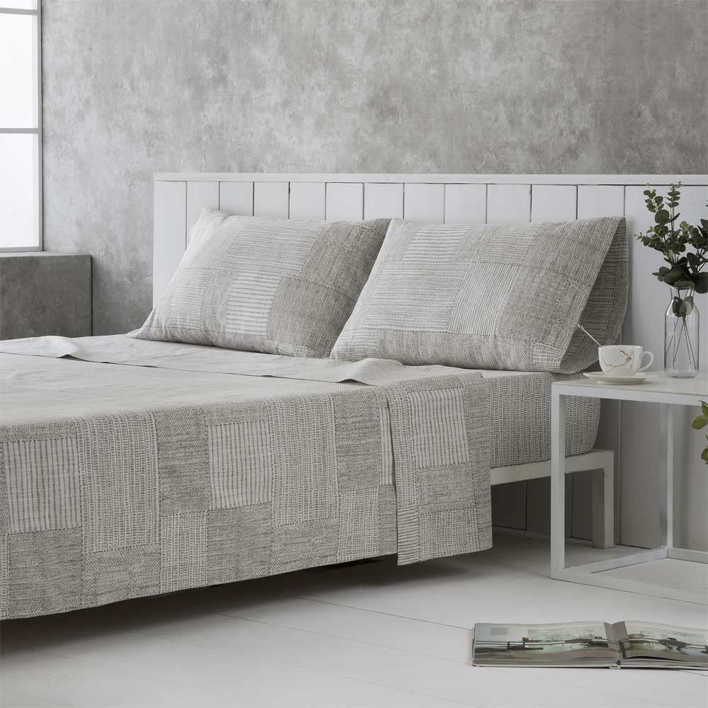 Cotton artean - juego de sábanas lezo 100% algodón orgánico beige 250x260 cama 160