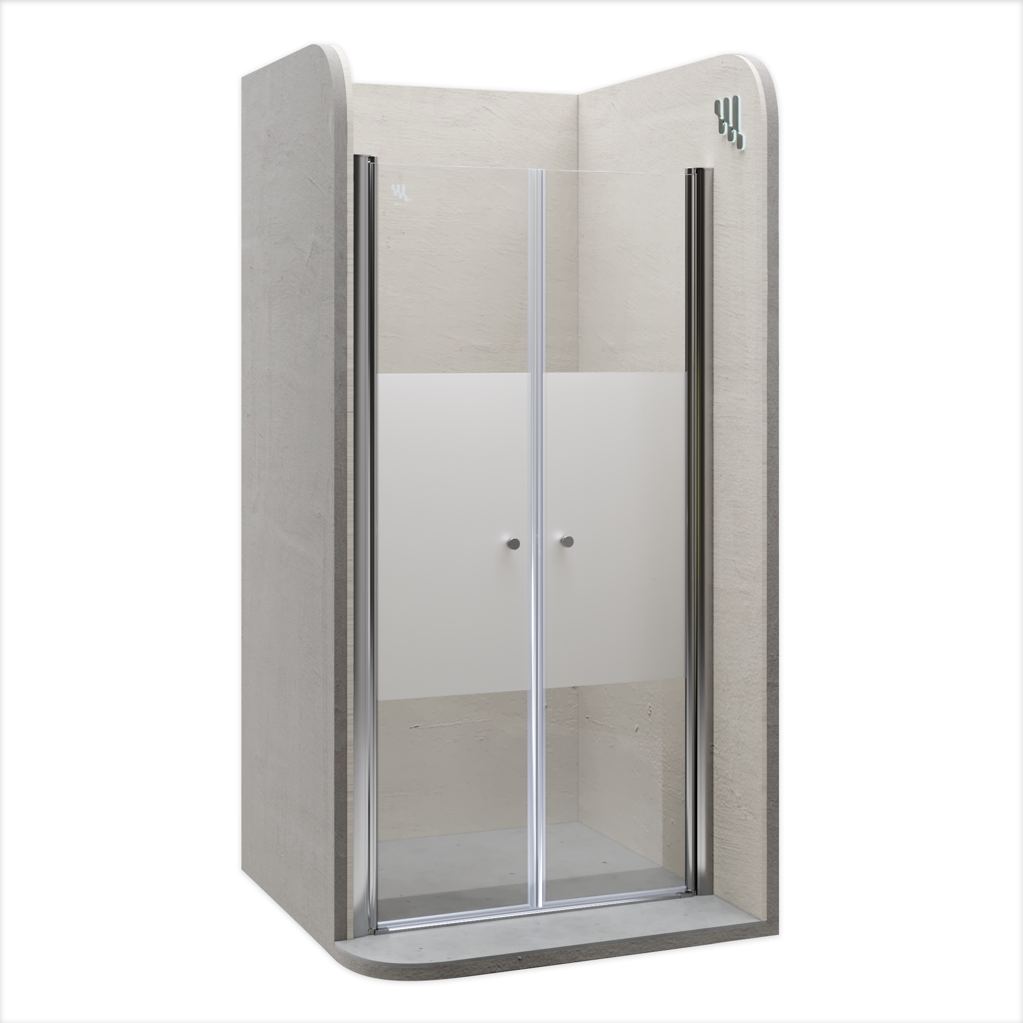 Cabina De Ducha En ángulo 70x80CM H198 Cristal Opaco Fijo+Saloon 2 Puertas Batientes 80 Mod West 83634955