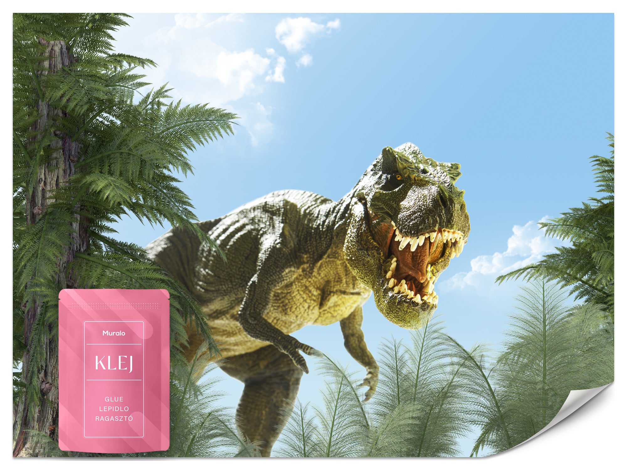 FOTOTAPETA DZIECIĘCA GROŹNY DINOZAUR NATURA TAPETA MŁODZIEŻOWA 3D 500x350