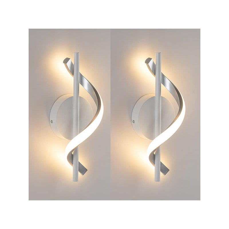 Wewnętrzna lampa ścienna LED 12W - Nowoczesny kinkiet aluminiowy, 2700K - Idealny do łóżka, na schody, do salonu - Biały - 2 sztuki