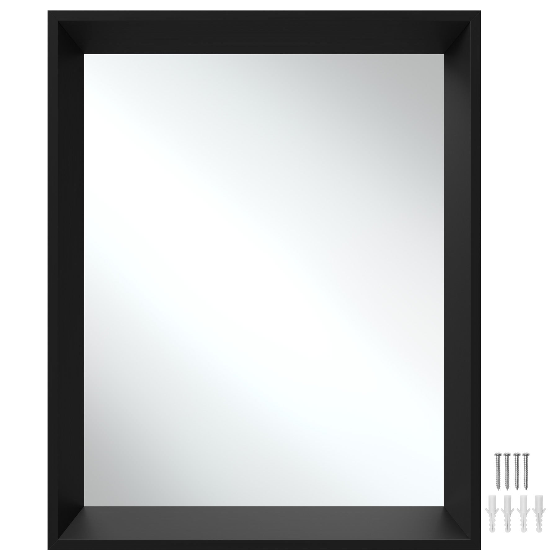 Specchio Rettangolare Nero 20x30 Cm - Cornice In Alluminio, Vetro HD 4mm, Da Parete Per Bagno, Camera, Ingresso - 2