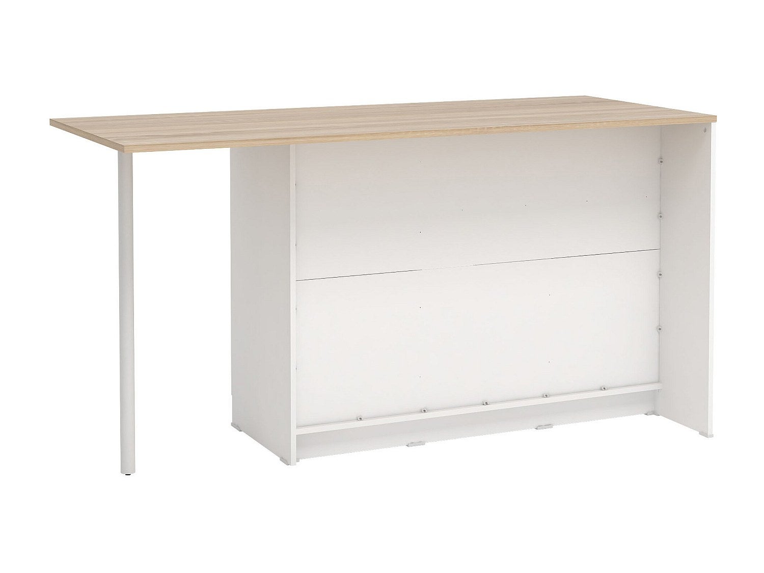 Ilot central de cuisine avec 2 portes, 1 tiroir et 2 niches - Blanc et naturel - TUNORI - 6