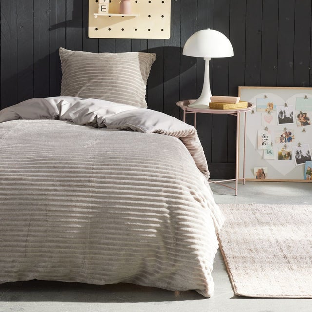 Parure de lit en polaire côtelé BIEN AU CHAUD