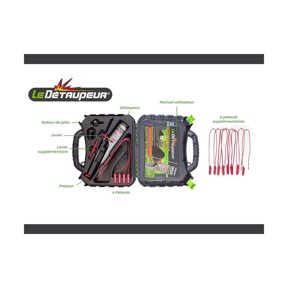 Kit Anti Taupes - Valise DETAUPEUR + 8 Recharges - Piege Anti Taupes et Rats Taupiers - Utilisable sous la pluie et en toute Sécurité - 3