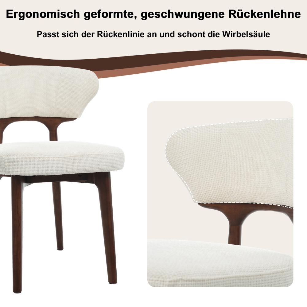 Lot de 4 chaises de salle à manger moderne bois massif tissu chenille beige clair, confortables, respirantes, pour salon, cuisine, café - 9