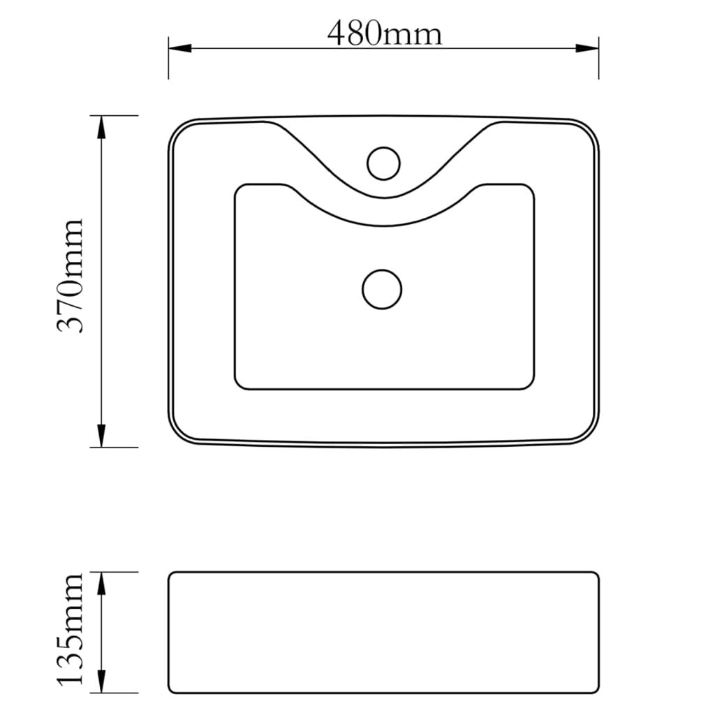 Vasque carrée à trou pour robinet céramique Noir pour salle de bain vidaXL - 3