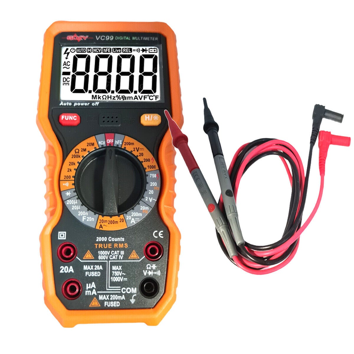 Multimetro Digitale MESTEK Professionale - Tester True-RMS Con Misura Tensione, Corrente, Temperatura, NCV, 10000 Conteggi