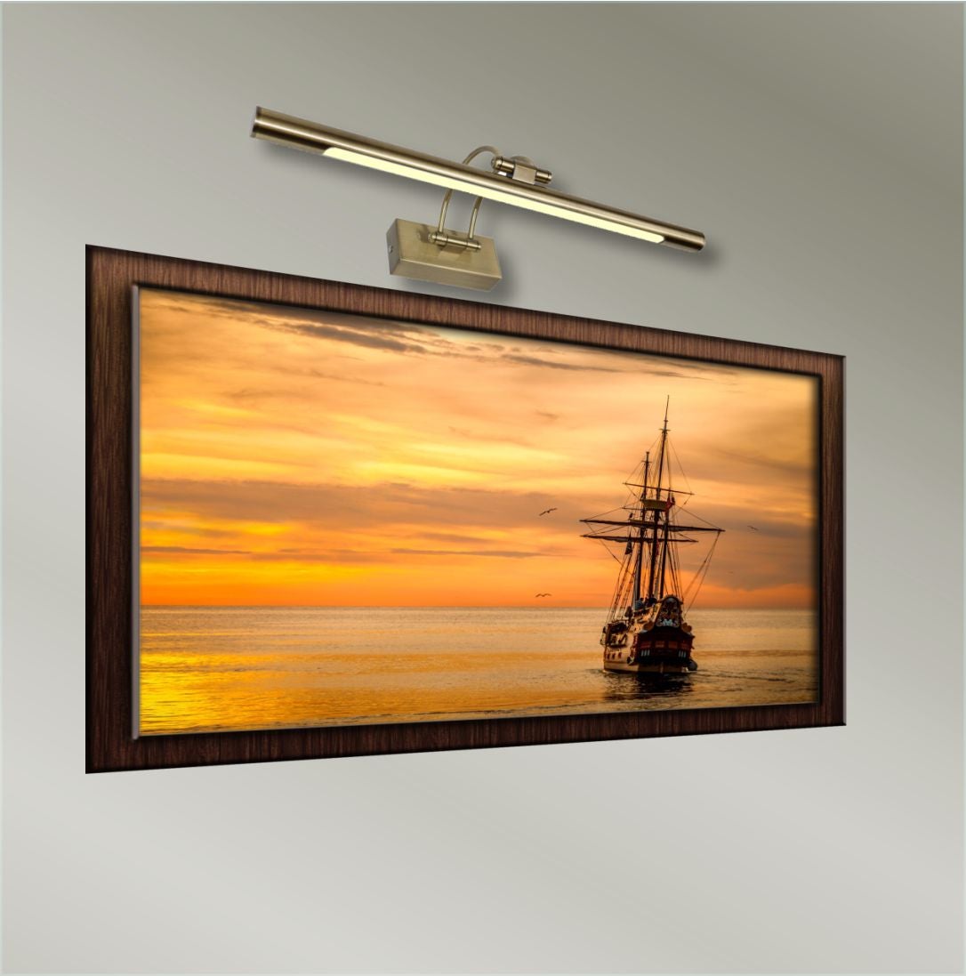 Applique murale LED pour éclairer tableaux, miroirs, peintures murales, LED 9W, lumière chaude 3000K, finition Bronze, articulée et rotative. 50cm - 7