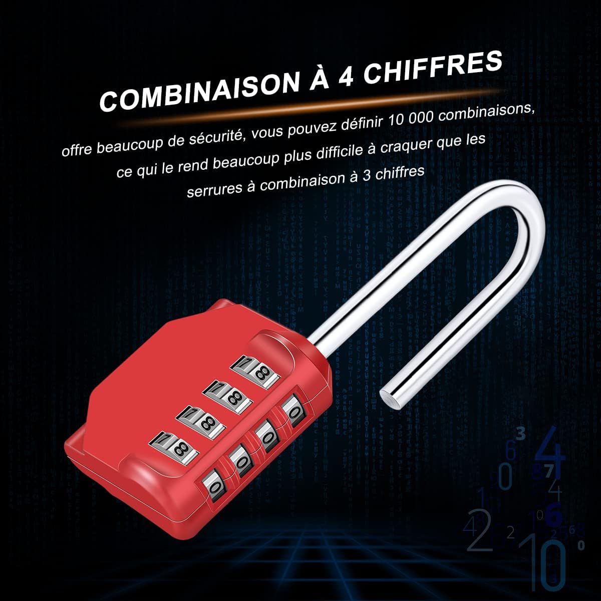 Lucchetto a combinazione nero da 6,7 cm, lucchetto a combinazione impermeabile a 4 cifre, in metallo resistente alle intemperie e acciaio zincato, p - 4