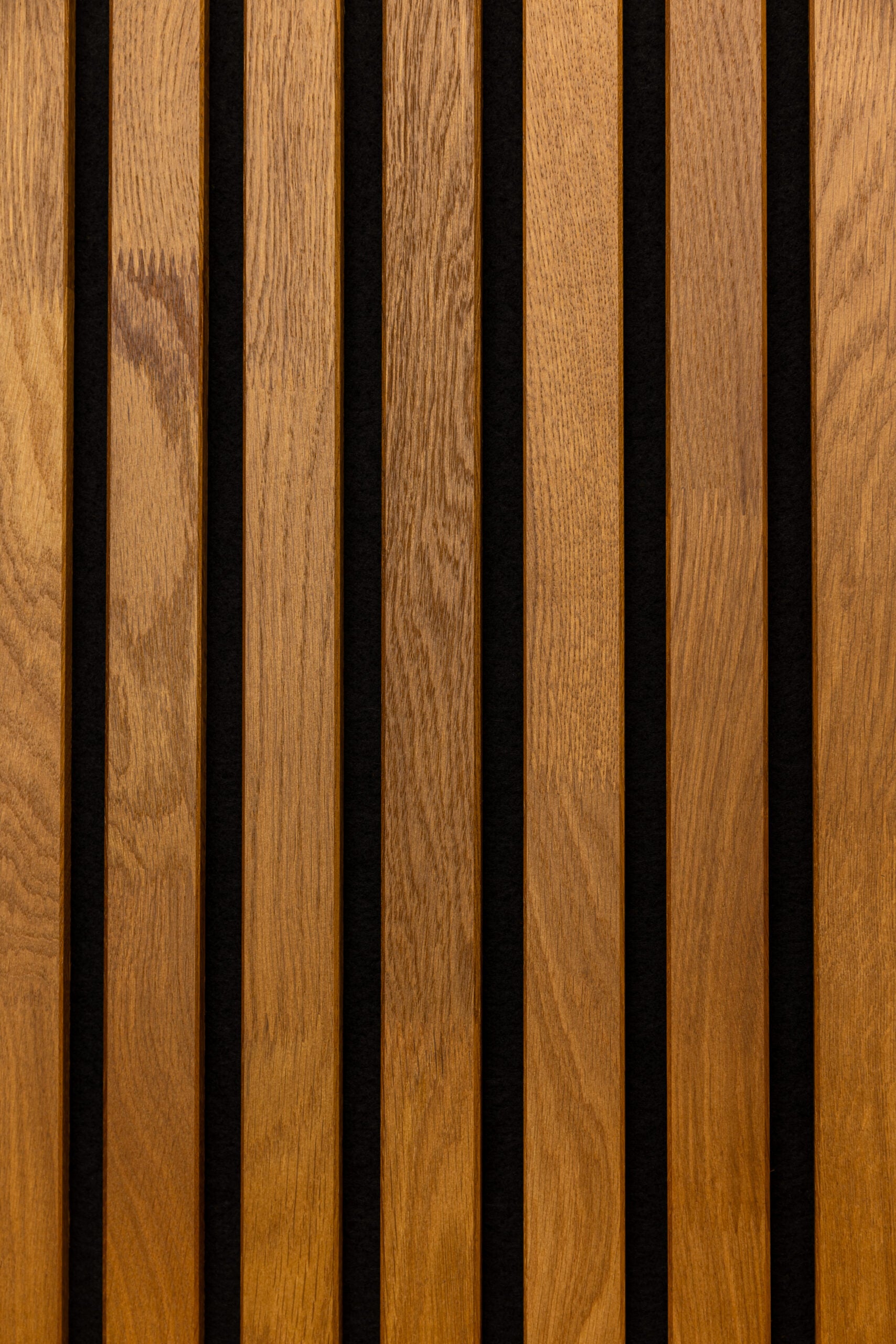 Lot de 2 Panneau Tasseau Acoustique en Bois - Bois de Bouleau Massif - 2400x600mm - Lattes 40mm, Support en Feutre Noir - 5