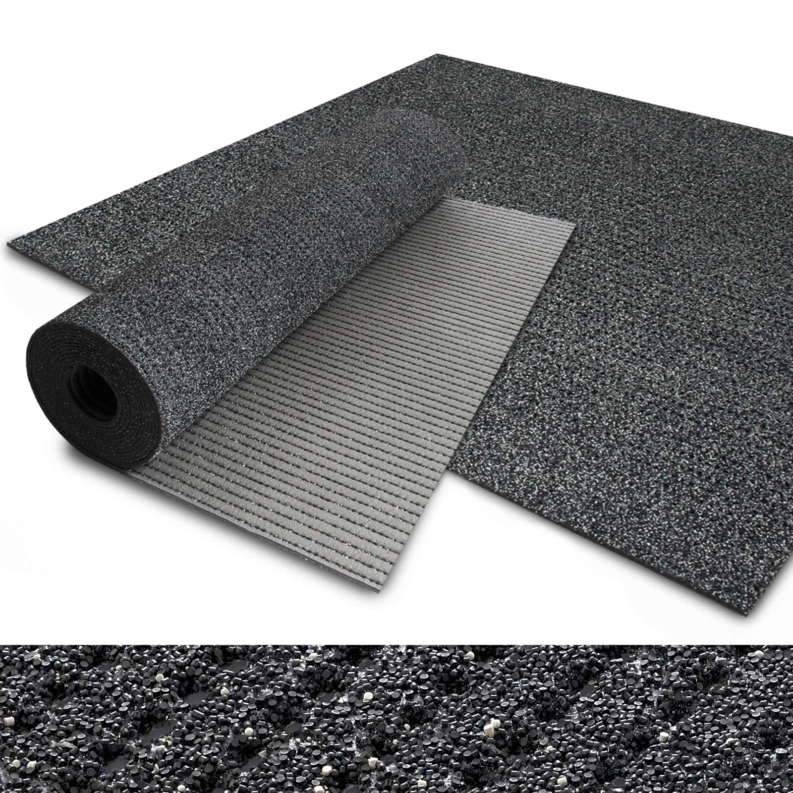 Lot De 4 Tapis Gitans Lavables épais - Motif Scollop, Antidérapant, Couleur Gris Charbon - Neufs