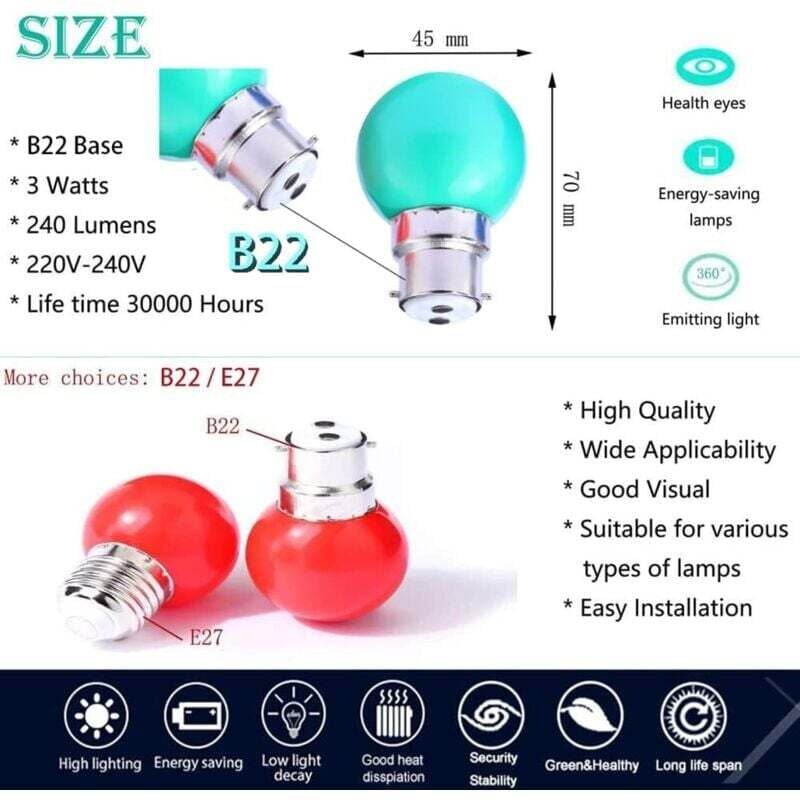 Ampola LED Ampola LED Colorida equivalente a AC Baioneta Lâmpadas ...