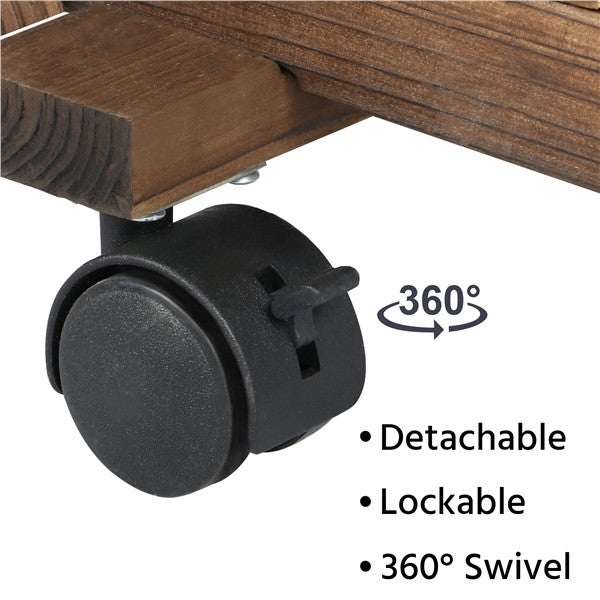 Lot de 2 Étagère à Fleurs en Bois Porte-plantes à Roulettes avec 9 Tablettes, Couleur du Bois Yaheetech - 5