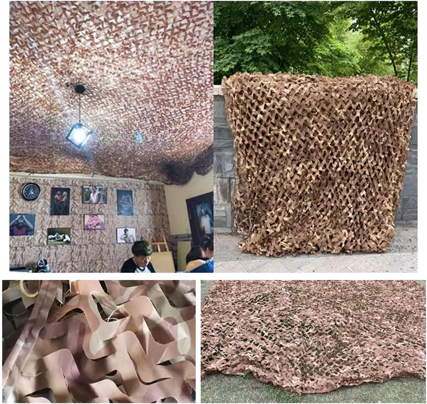 Filet De Camouflage Sable - 1,5x4m Filet Camouflage Renforcé - Crème Solaire, Militaire,Camping,Chasse,Armée,Décoration,D'ombrage,Léger Et Durable - 6