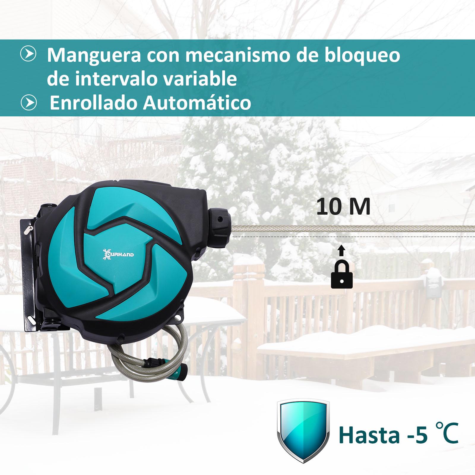 Carrete para manguera DURHAND negro y verde 29,5x16,5x33 cm - 6