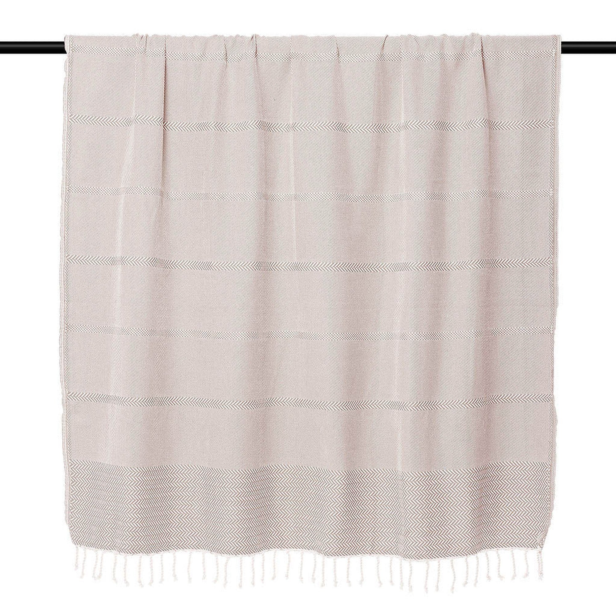 Plaid 130x170 coton taupe clair - 3
