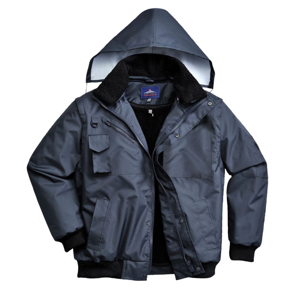 Blouson de travail pilote imperméable manches amovibles 3-en-1 Portwest Bomber Marine XL - 2
