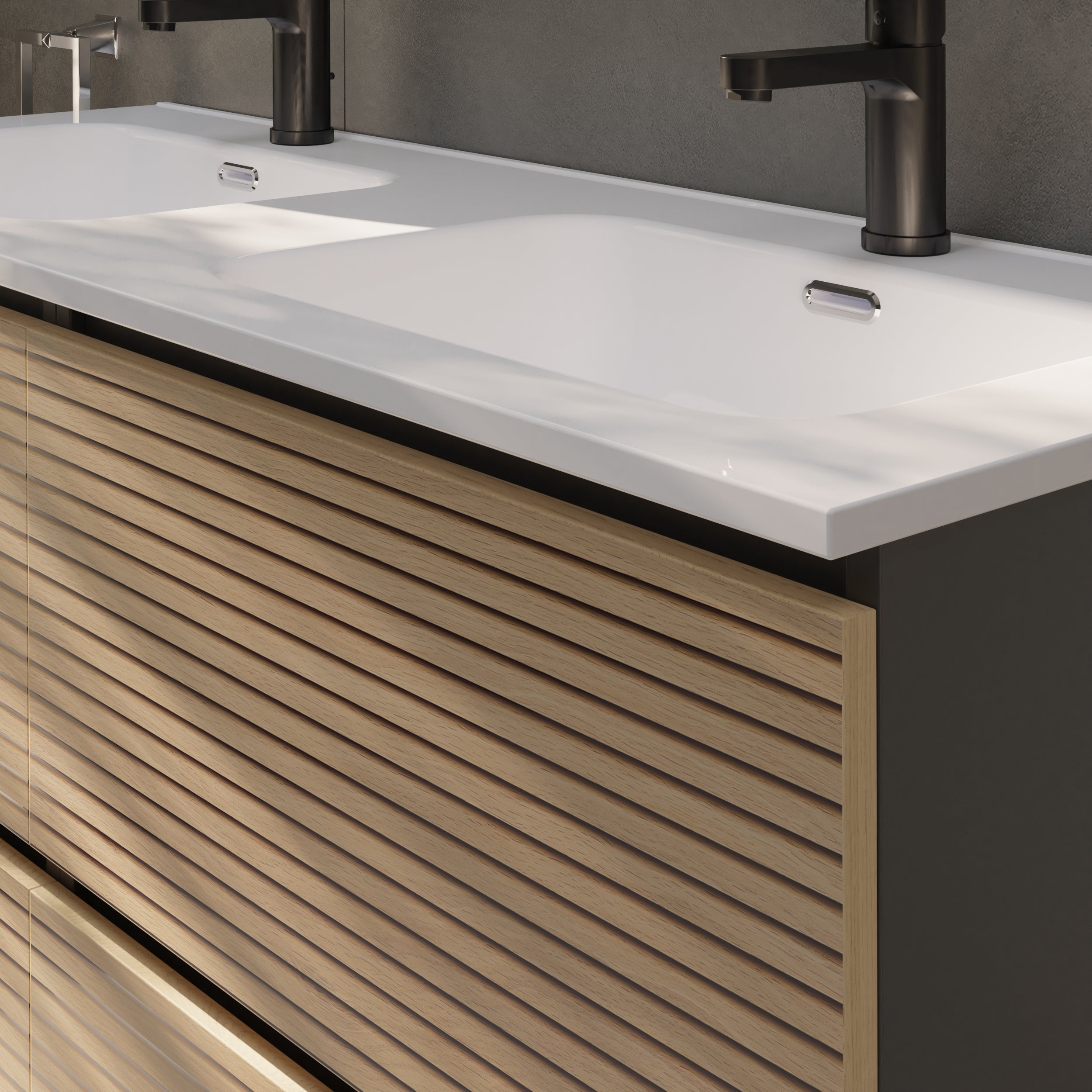 YINU SALLE DE BAIN | 120 CM NOIR - SOLOMON | QUATRE TIROIRS | LAVABO ENCASTRÉ | N'INCLUT PAS LE MIROIR | ALDAY - 3