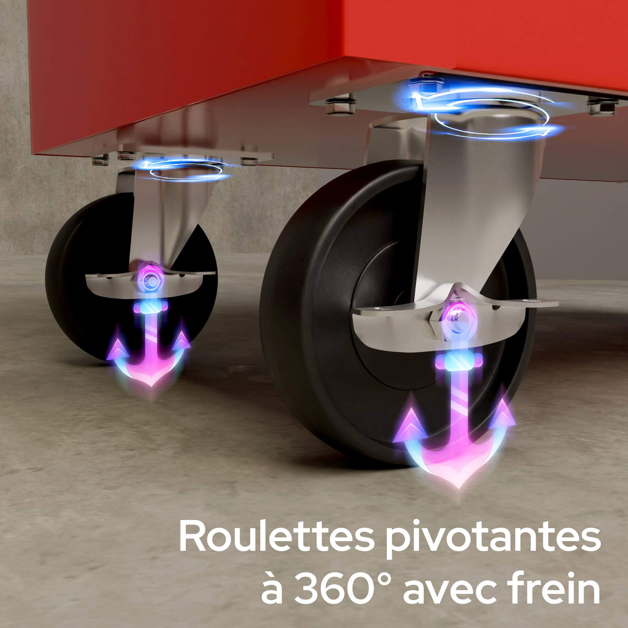 AREBOS Servantes d'atelier 7 Compartiments Fermeture centralisée Tapis antidérapants Inclus tiroirs sur roulements à Billes Roues avec Frein Rouge - 4