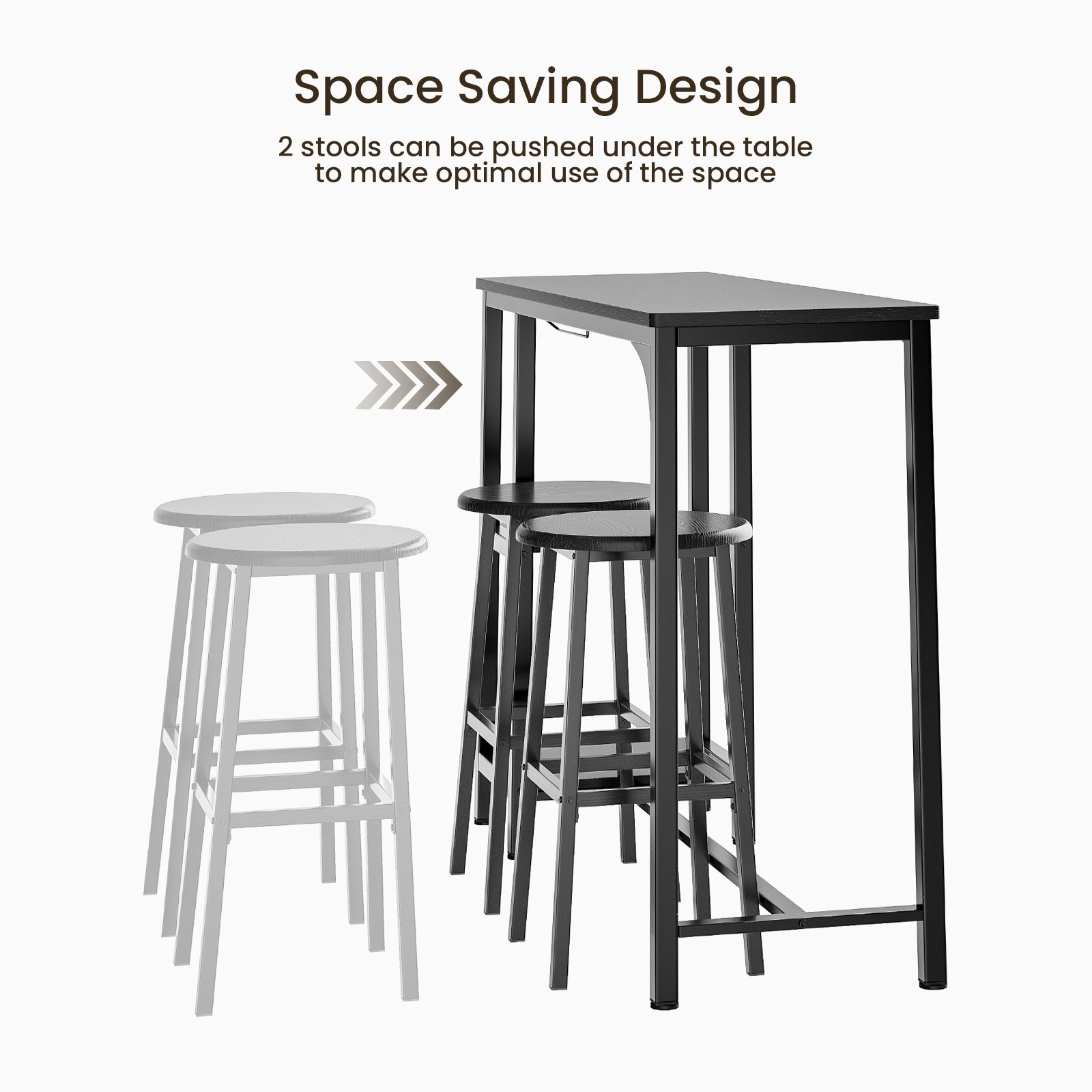 Table Haute Mange Debout 2 Tabouret Table De De Meubles De Salle à Manger Cadre En Acier Noir Bealife - 5