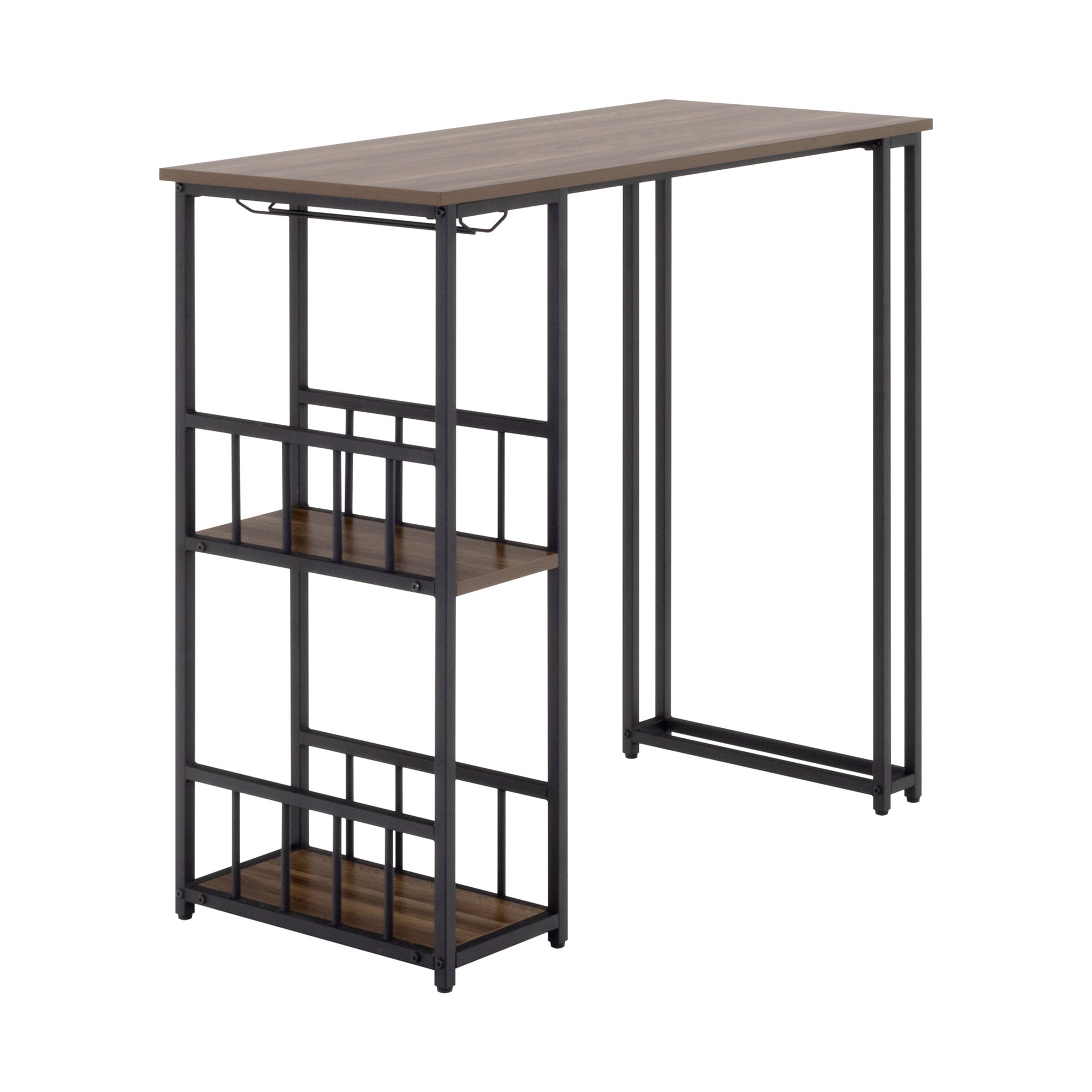 Mesa de Bar Gavin 110 x 50 x 105cm c/ 2 Estantes e Suporte p/ Copos, Estrutura Robusta em Metal, Pés Antiderrapantes, Fácil de Montar, MOG CASA - 9