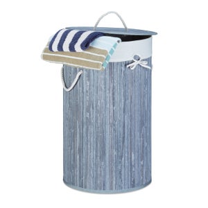 2 Cesti Portabiancheria Pieghevoli A Rete - Grigio E Verde, Con Manici