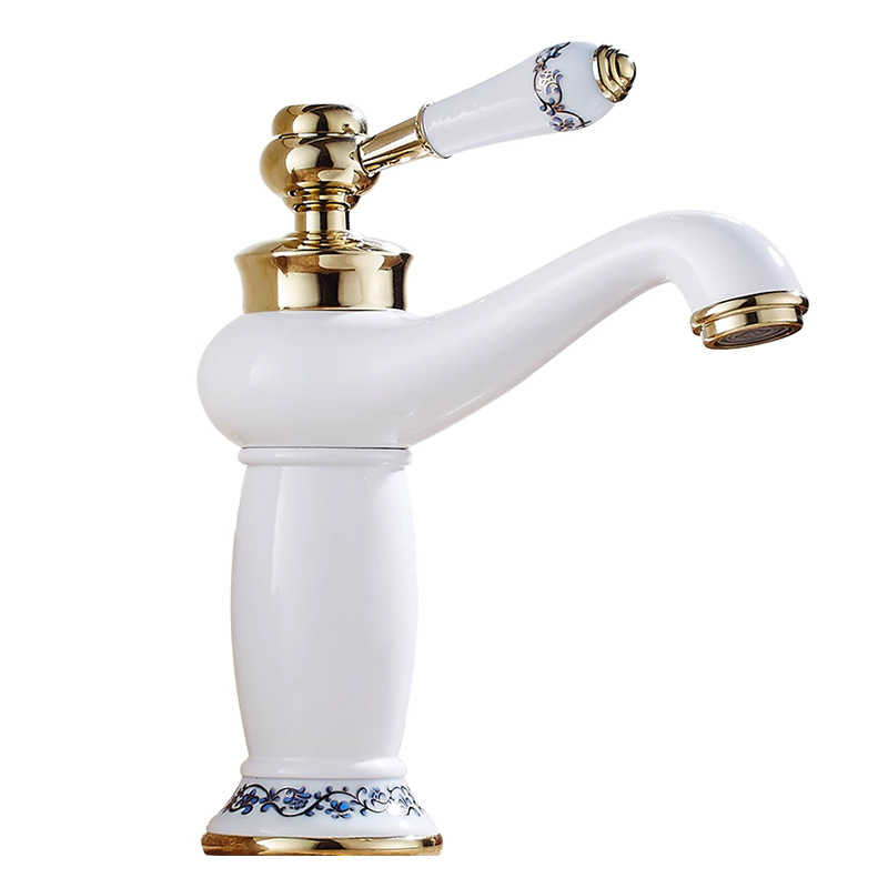 Robinet De Lavabo Mitigeur Monocommande - Blanc - Marque Doporoo - Dimensions : 16 Cm Long, 30.1 Cm Haut