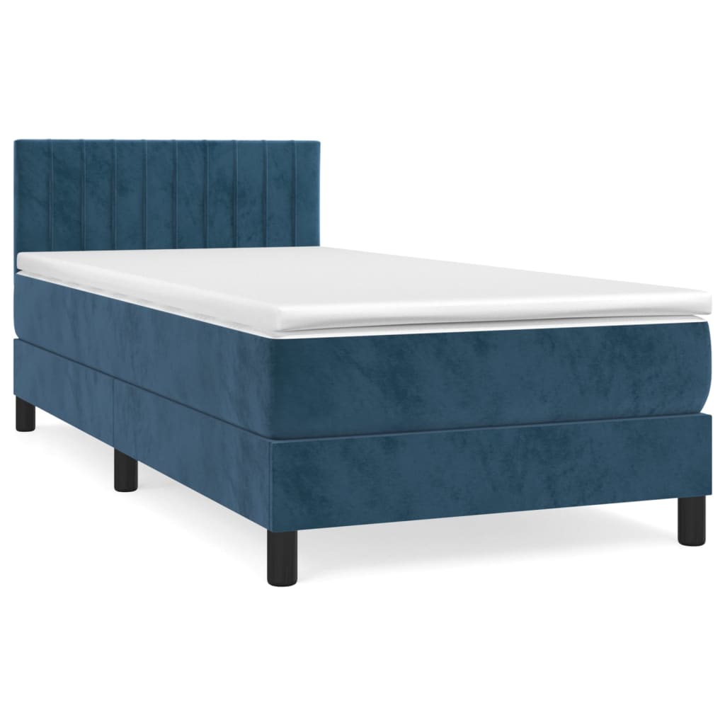 Lit à sommier tapissier avec matelas Bleu foncé 100x200 cm - 2
