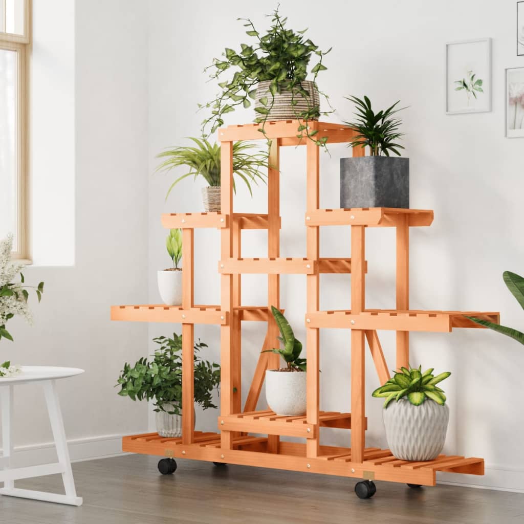 Maison Exclusive - Support à fleurs avec roues 110x25x101 cm bois massif de sapin - 3