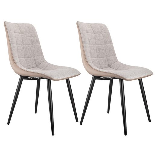 Zestaw 2 ergonomicznych krzeseł do jadalni z metalową ramą - wygodne, trwałe i łatwe w utrzymaniu siedzisko, elegancki design