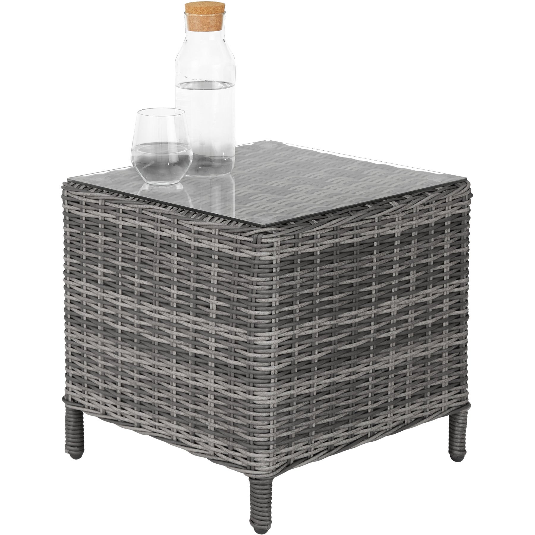 Salon de jardin en résine tressée et aluminium 4 places avec plateau en verre de sécurité sans montage TECTAKE - 5