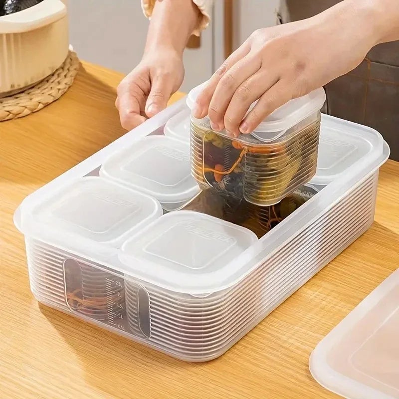 Friendjia 3 Pezzi Organizer per frigorifero - Contenitore per frutta e verdura per alimenti, organizer trasparente senza BPA per cucina, frigorifero e altri organizzatori(Con Partizione