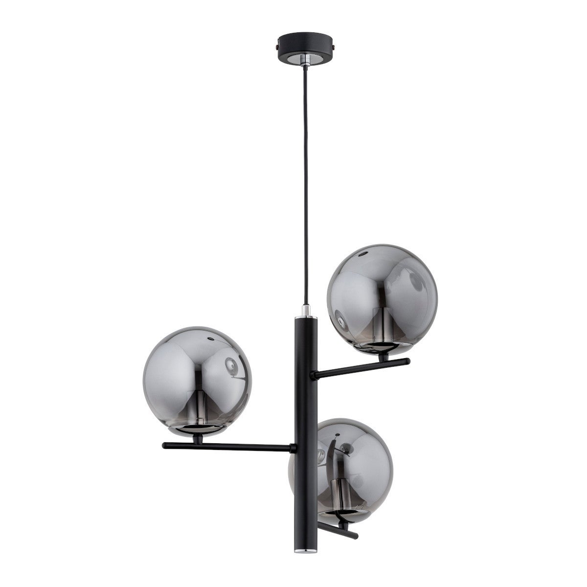 Lampa wisząca Lamur czarna-chromowana-dymiona 3xE14x10W nowoczesna wym: 70 x 38 x 38 cm szkło Alfa