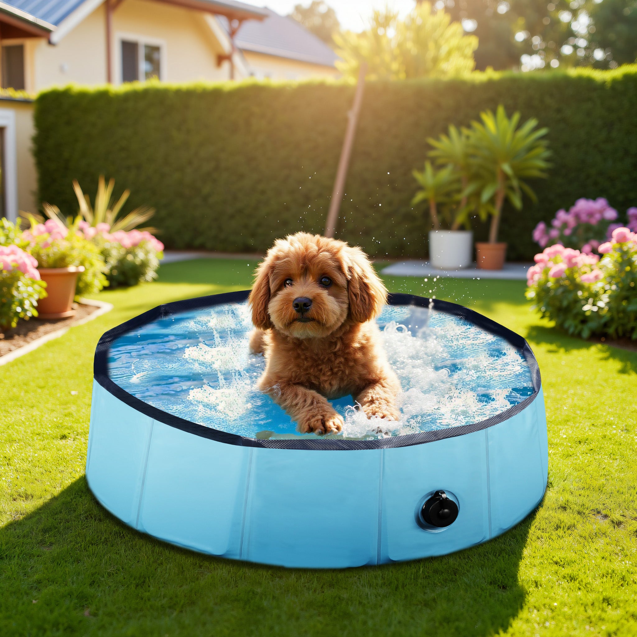 Piscine Pour Chien 100 Cm CNMTCCO – Tapis D'Arrosage Pliable, Pataugeoire Pour Éviter La Chaleur En Été