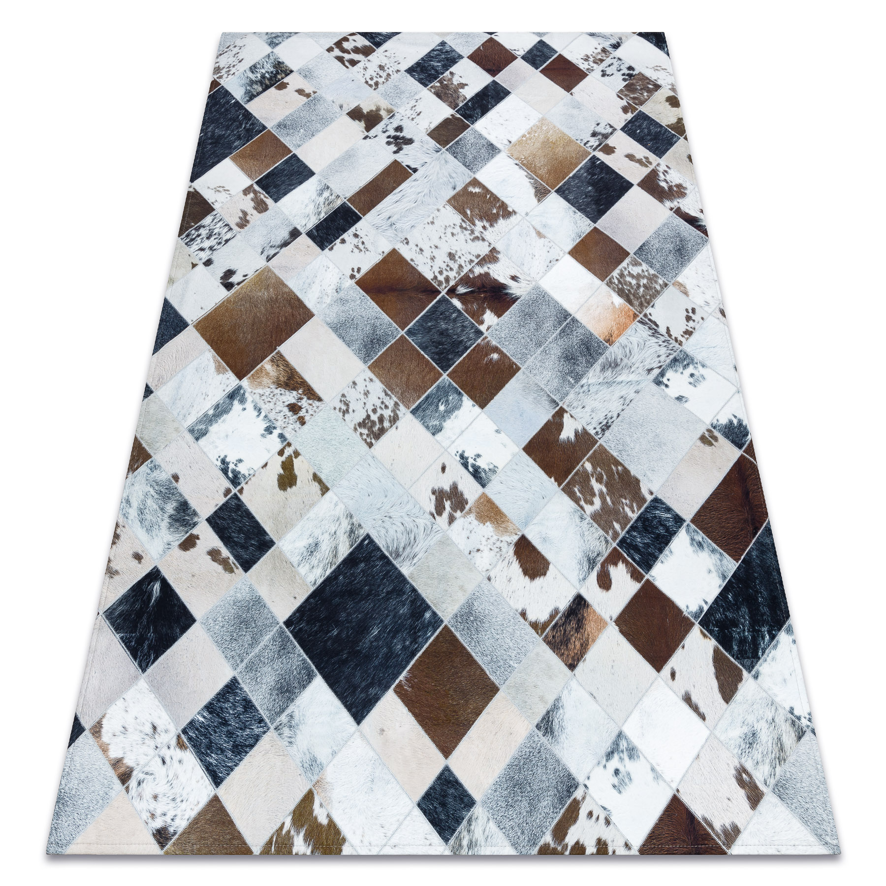Dywan PATCHWORK 21720 beż / brązowy - Skóra bydlęca, Romby 160x230 cm