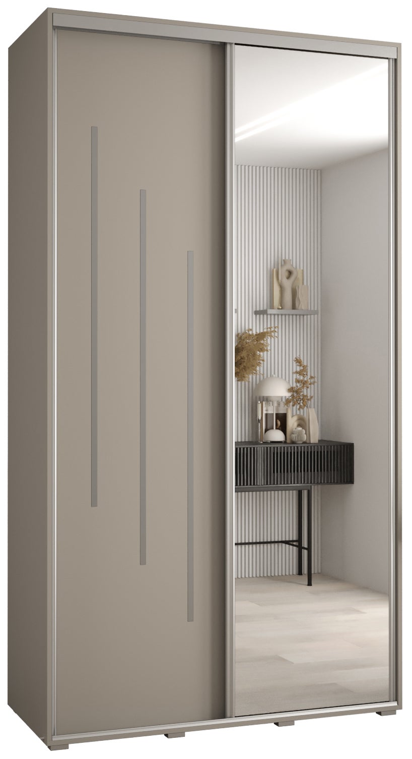 Szafa przesuwna z lustrem wysoka Dakota 9 160 x 60 x 235,2 cm kaszmir + u. Srebrny - Abiks Meble