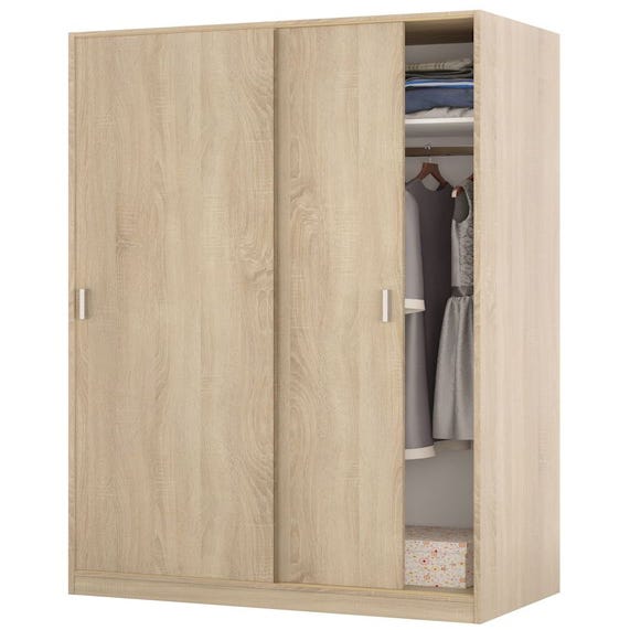 Tidyard Armadio 2 Ante Rovere Fumé 90x52x200 Cm - Compensato Per Camera Da Letto