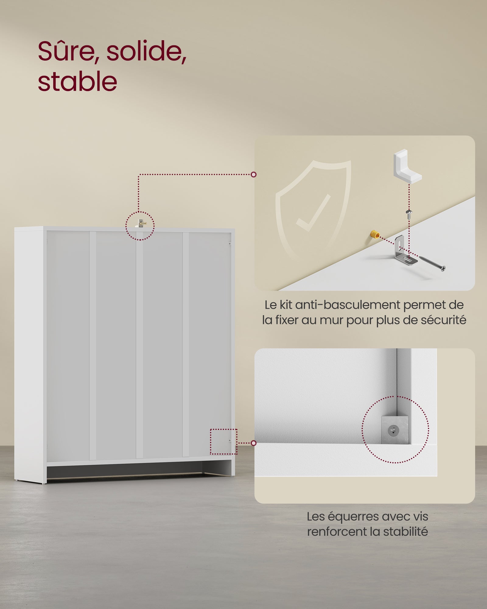 Bibliothèque, Étagère à 3 Niveaux, Meuble de Rangement, avec Étagères Réglables en Hauteur, 80 x 24 x 93 cm, Blanc - 6