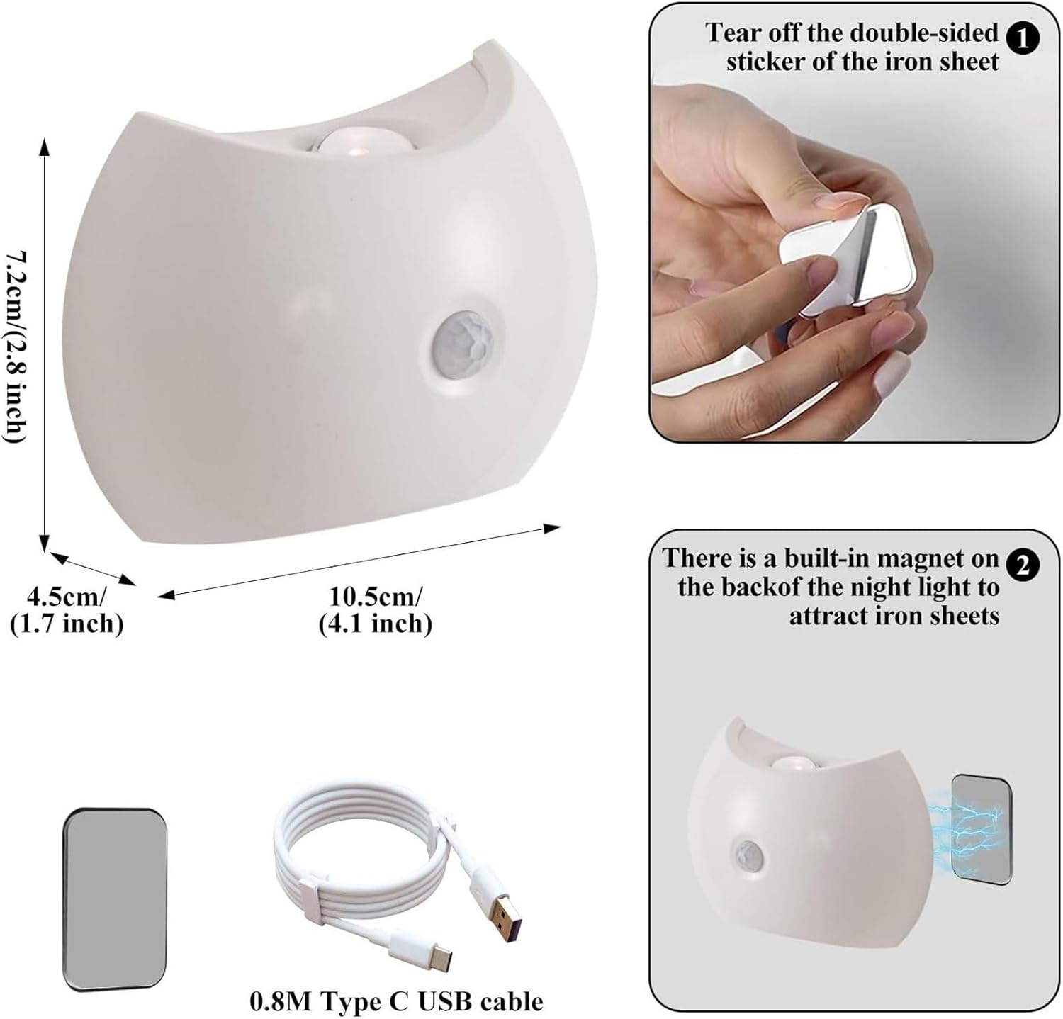 Lot2Lumière De Capteur De Mouvement Avec Batterie Rechargeable, 1200 Mah Mordern Dimmable Touch Control 3 Niveaux De Luminosité, Pour Le Salon Chambre - 2