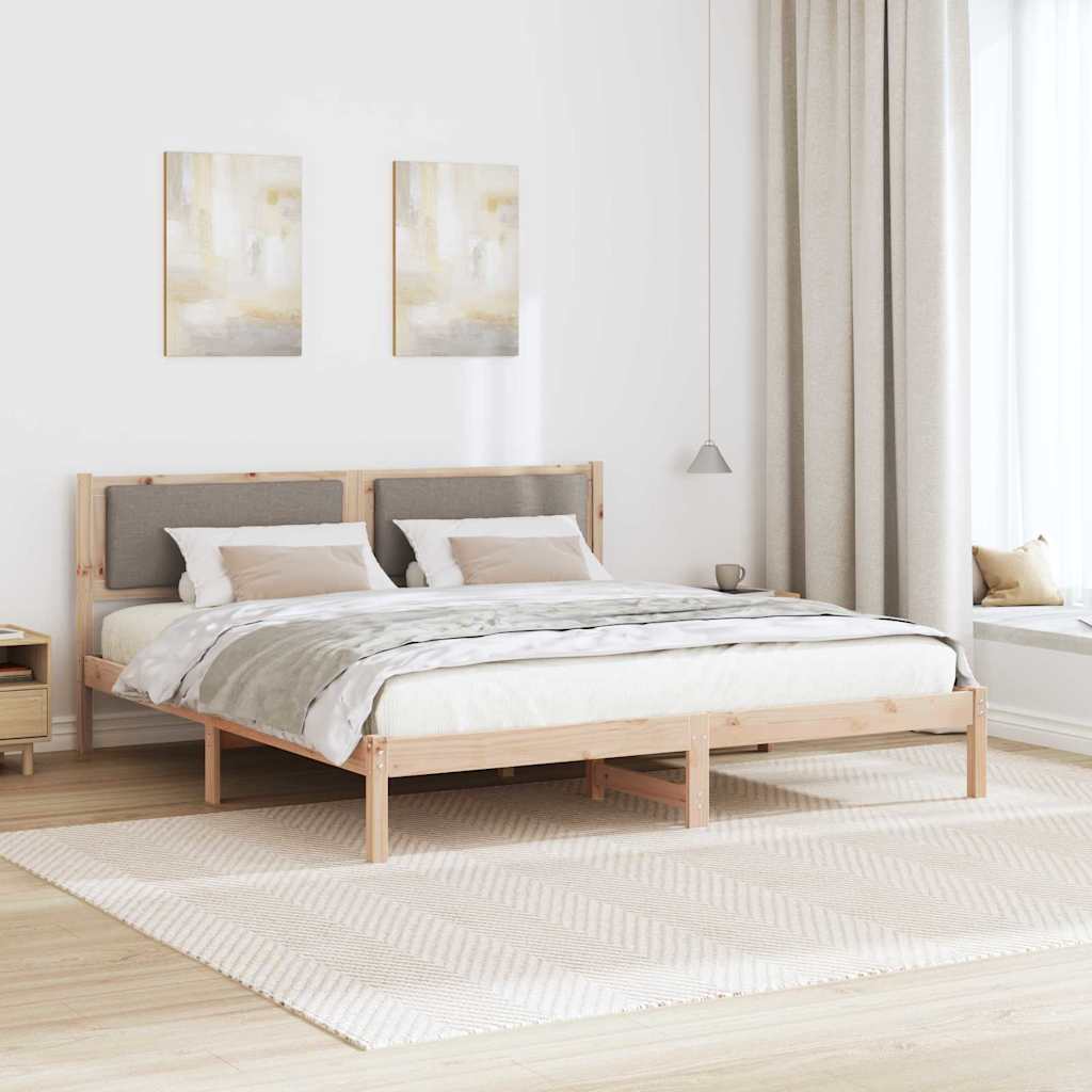 Cadre de lit avec tête de lit en pin massif taupe pour la chambre, 200 × 200 cm - 4